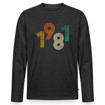 1981 - T-shirt manches longues Premium bio Homme - anthracite chiné - Devant - Nico (187cm)