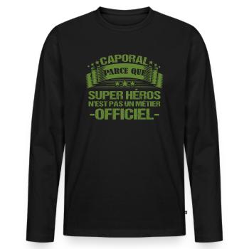 Caporal cadeau drôle militaire armée - T-shirt manches longues Premium bio Homme - noir - Devant - Nico (187cm)