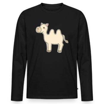 Kamel - Männer Premium Bio Langarmshirt - Schwarz - Vorne - Nico (187cm)