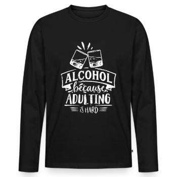 ALCOHOL PARTY BARBECUE CELEBRATIONS DRINK SAYINGS MOTIF - Men's Premium Organic Long Sleeve Shirt - black - Front - Nico (187cm)