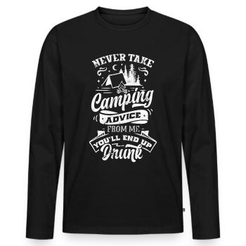 CAMPING COUNCIL DRUNK BEER DRINKING BARBECUE MOTIF - Men's Premium Organic Long Sleeve Shirt - black - Front - Nico (187cm)