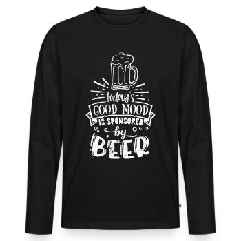 BONNE BIÈRE HUMEUR BOISSON BARBECUE JEU GRILL MOTIF - T-shirt manches longues Premium bio Homme - noir - Devant - Nico (187cm)