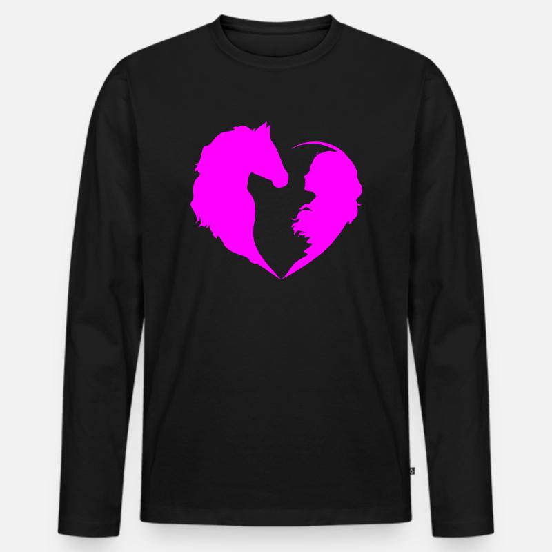 Pferdeliebe - Männer Premium Bio Langarmshirt - Schwarz