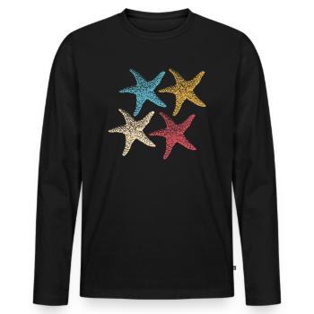 Couleurs rétro Starfish Animal Coloré Sea Silhouette 2 - T-shirt manches longues Premium bio Homme - noir - Devant - Nico (187cm)