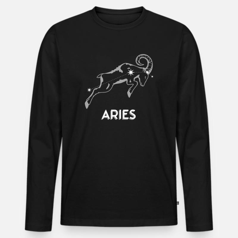 Sternbild Widder - Männer Premium Bio Langarmshirt - Schwarz