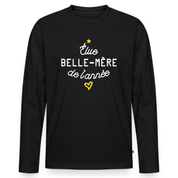 elue belle mère de l année - T-shirt manches longues Premium bio Homme - noir - Devant - Nico (187cm)