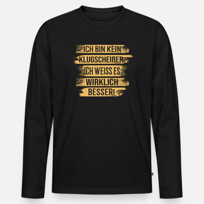 Klugscheisser - Lustiger Spruch Fun Statement - Männer Premium Bio Langarmshirt - Schwarz