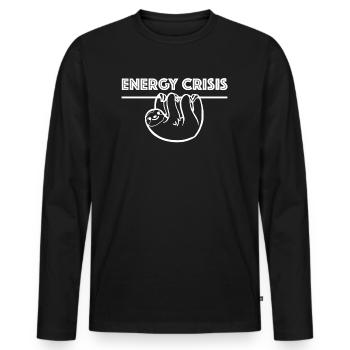 Energiekrise | Faultier, Natur, Energie sparen - Männer Premium Bio Langarmshirt - Schwarz - Vorne - Nico (187cm)