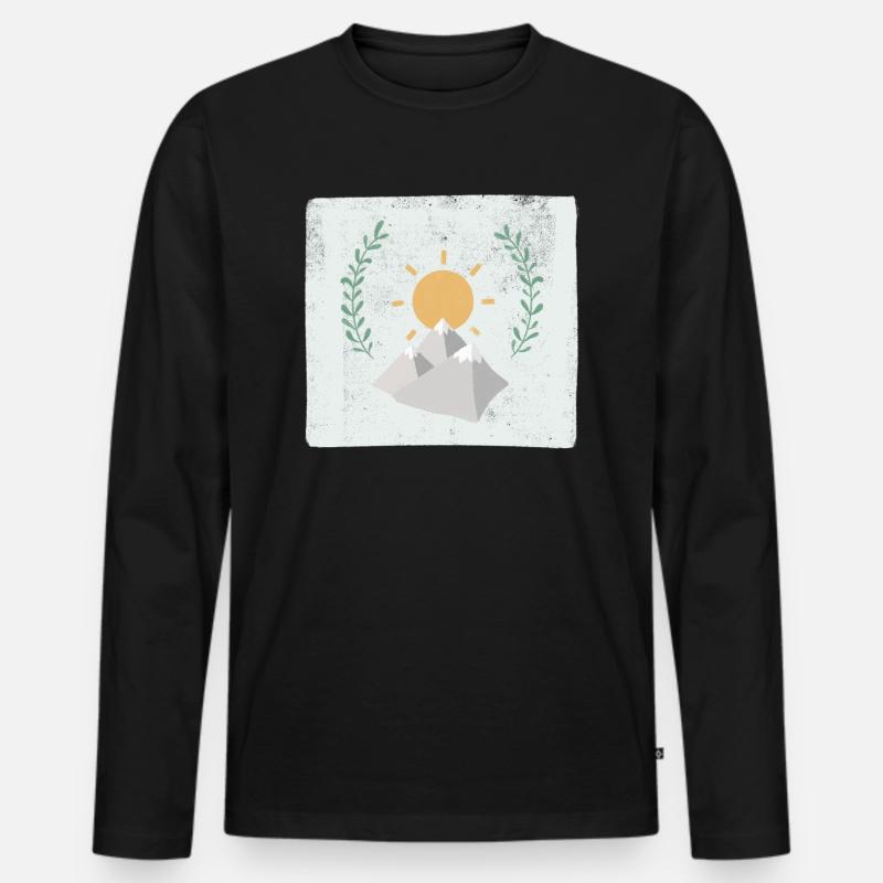 Berge und Sonne - Männer Premium Bio Langarmshirt - Schwarz
