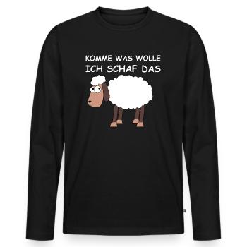 Komme was wolle, ich Schaf das | lustige Sprüche - Männer Premium Bio Langarmshirt - Schwarz - Vorne - Nico (187cm)