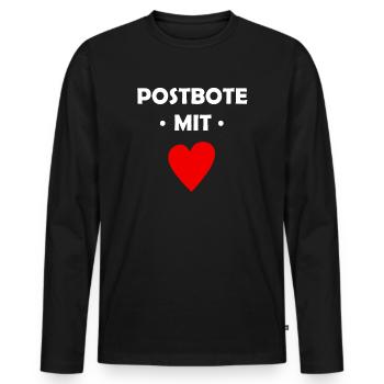 Postbote mit Herz - Post - Männer Premium Bio Langarmshirt - Schwarz - Vorne - Nico (187cm)