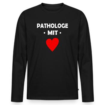 Pathologe mit Herz - Arzt - Doktor - Männer Premium Bio Langarmshirt - Schwarz - Vorne - Nico (187cm)