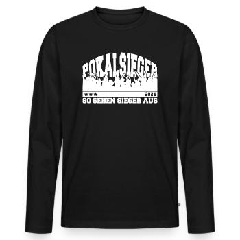 Pokalsieger 2024 - So sehen Sieger aus - Männer Premium Bio Langarmshirt - Schwarz - Vorne - Nico (187cm)
