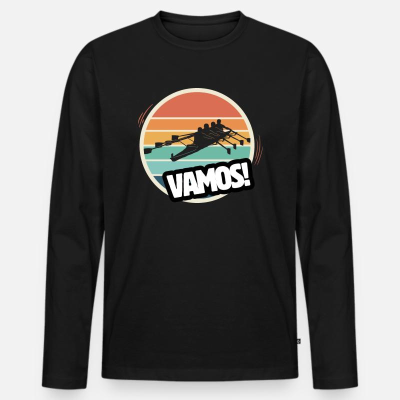 Vamos Retro Rudern - Männer Premium Bio Langarmshirt - Schwarz