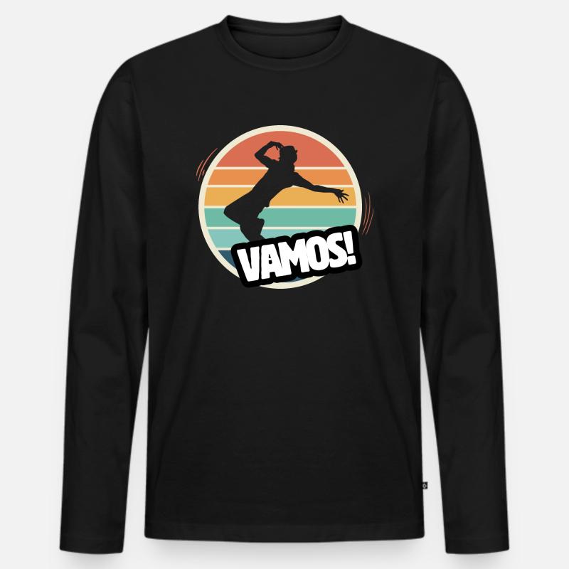 Vamos Retro Breakdance - Männer Premium Bio Langarmshirt - Schwarz