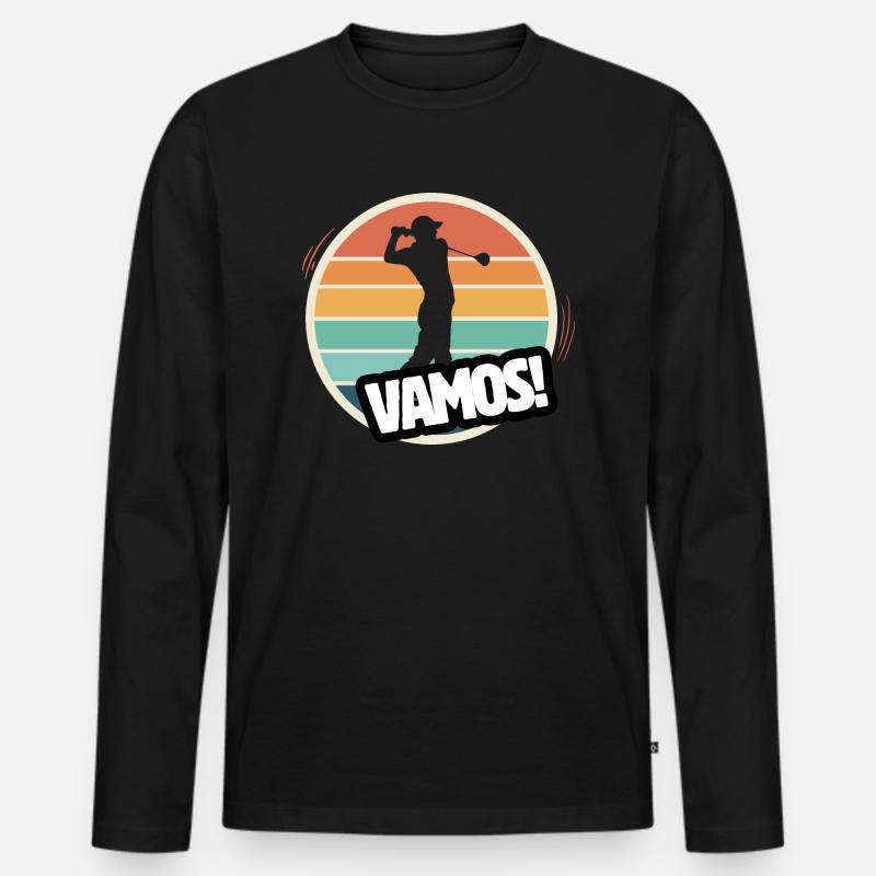 Vamos Retro Golf - Männer Premium Bio Langarmshirt - Schwarz