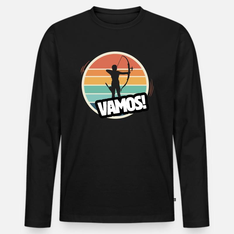 Vamos Bogenschießen Retro - Männer Premium Bio Langarmshirt - Schwarz