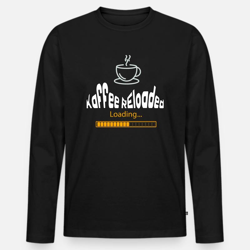 "kaffee reloaded" - Männer Premium Bio Langarmshirt - Schwarz