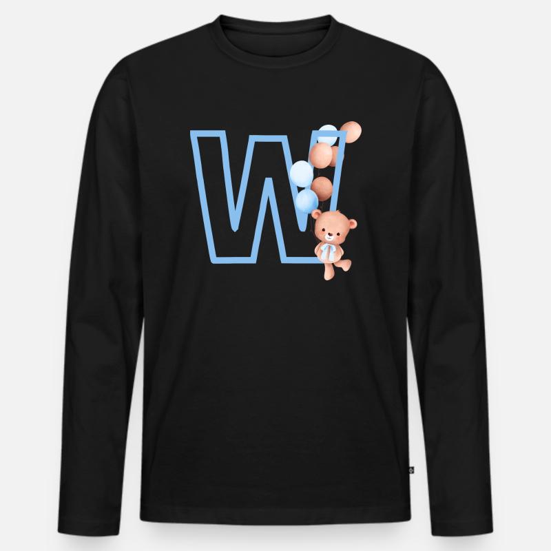 Buchstabe w Blauer Bär - Männer Premium Bio Langarmshirt - Schwarz