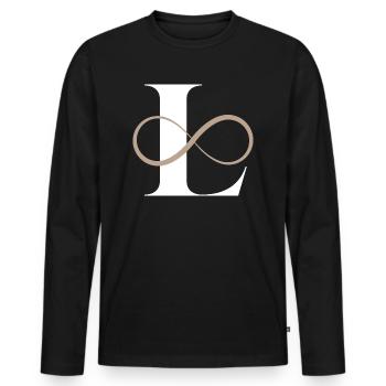 Infinite letter - Men's Premium Organic Long Sleeve Shirt - black - Front - Nico (187cm)