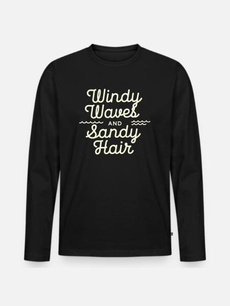 windy waves - Männer Premium Bio Langarmshirt - Schwarz