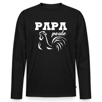 Papa poule meilleur papa - T-shirt manches longues Premium bio Homme - noir - Devant - Nico (187cm)
