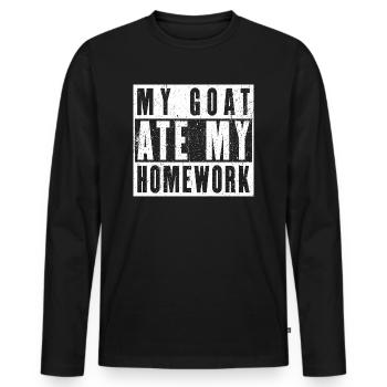 Ma chèvre a mangé mes devoirs - T-shirt manches longues Premium bio Homme - noir - Devant - Nico (187cm)