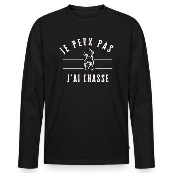 Je Peux Pas J'ai Chasse - T-shirt manches longues Premium bio Homme - noir - Devant - Nico (187cm)