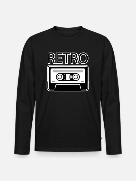 Oldschool Cassette - RETRO Design - Men's Premium Organic Long Sleeve Shirt - black