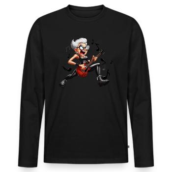 Hardrock-Oma - Männer Premium Bio Langarmshirt - Schwarz - Vorne - Nico (187cm)