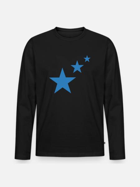 Sterne - Männer Premium Bio Langarmshirt - Schwarz
