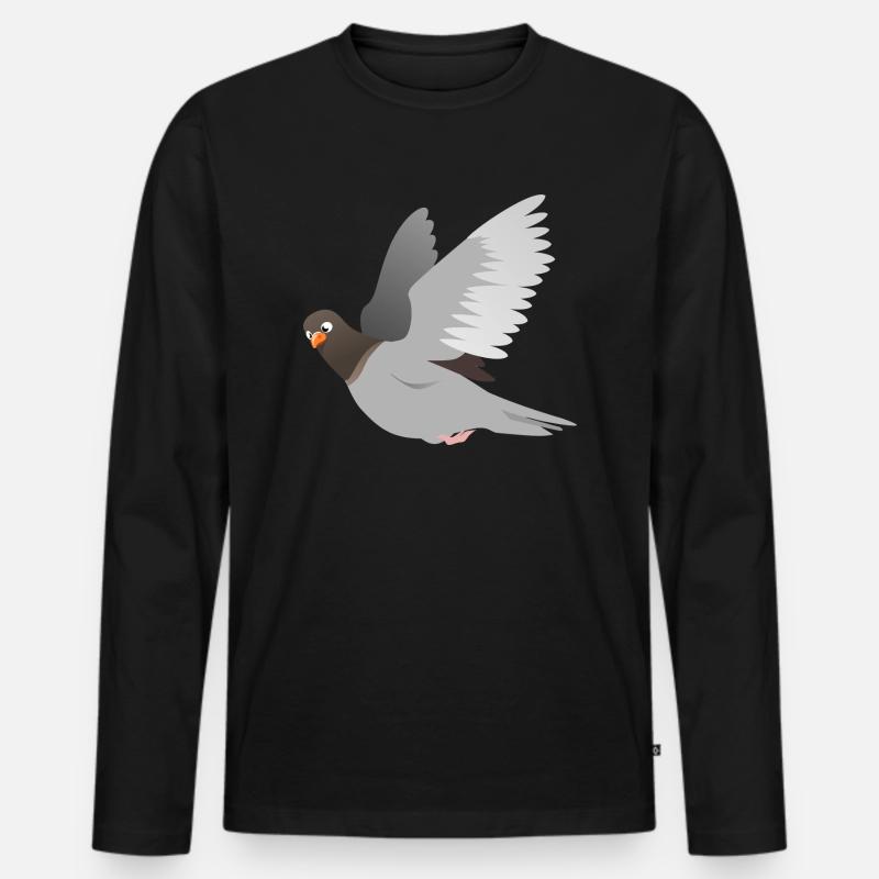 Taube - Männer Premium Bio Langarmshirt - Schwarz