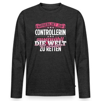 CONTROLLERIN - Die Auserwählte - Männer Premium Bio Langarmshirt - Anthrazit meliert - Vorne - Nico (187cm)
