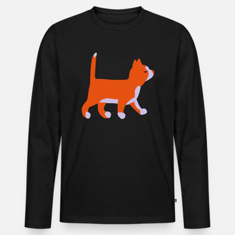 Kleine Katze geht - Männer Premium Bio Langarmshirt - Schwarz