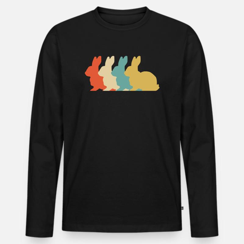Retro Hase - Männer Premium Bio Langarmshirt - Schwarz