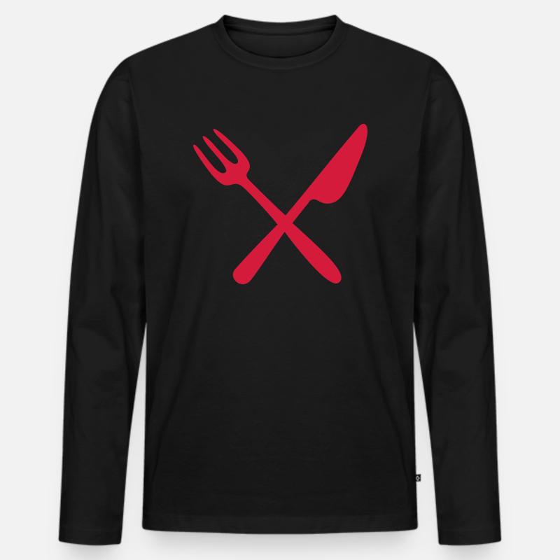 Fork and knife - Männer Premium Bio Langarmshirt - Schwarz