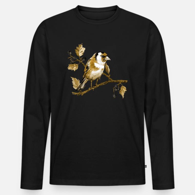 Bunter Vogel - Männer Premium Bio Langarmshirt - Schwarz