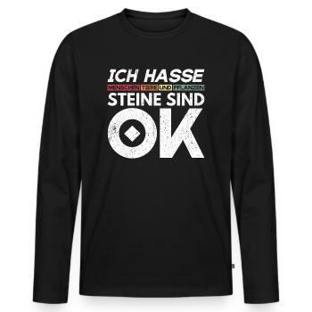 Hasse Menschen Tiere Pflanzen Steine OK Humor Fun - Männer Premium Bio Langarmshirt - Schwarz - Vorne - Nico (187cm)