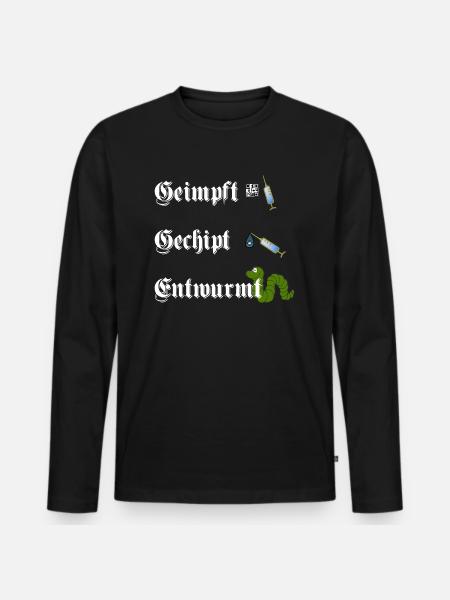 Geimpft/Gechipt/Entwurmt - Männer Premium Bio Langarmshirt - Schwarz
