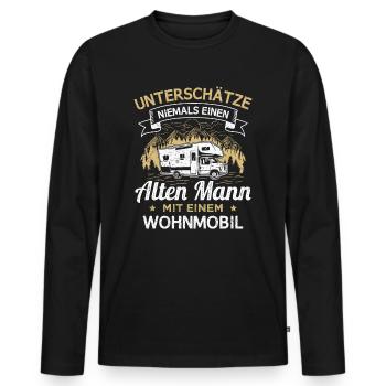 Camping Opa Wohnmobil Rentner Camper Großvater - Männer Premium Bio Langarmshirt - Schwarz - Vorne - Nico (187cm)