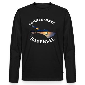 Bodensee - Männer Premium Bio Langarmshirt - Schwarz - Vorne - Nico (187cm)