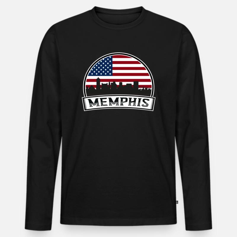 Memphis USA Skyline - Männer Premium Bio Langarmshirt - Schwarz