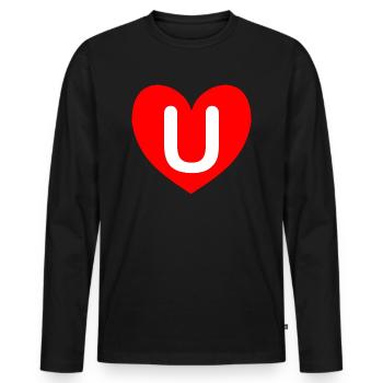 u I love you very much - Men's Premium Organic Long Sleeve Shirt - black - Front - Nico (187cm)