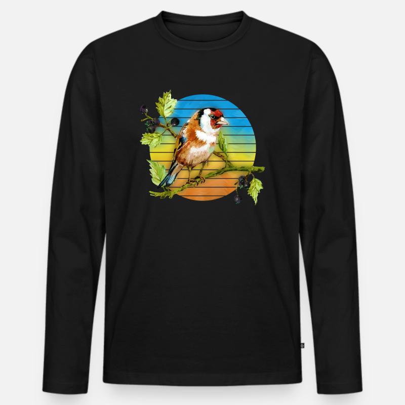 Bunter Vogel - Männer Premium Bio Langarmshirt - Schwarz