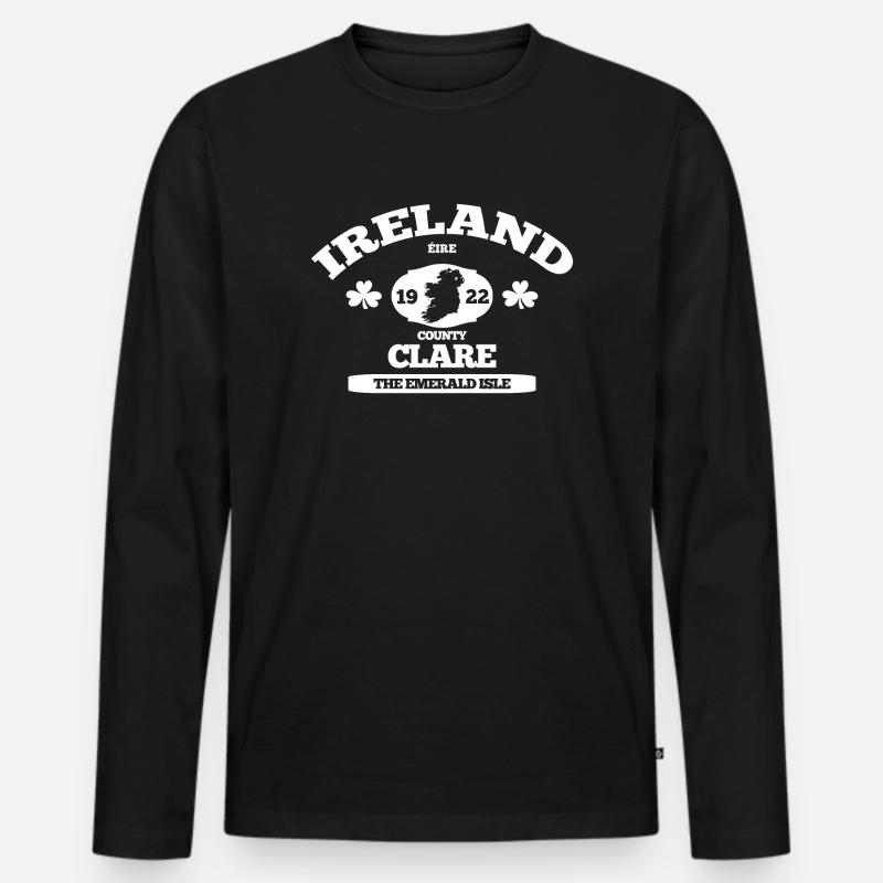 Clare Irland. Klassisches irisches Design - Männer Premium Bio Langarmshirt - Schwarz