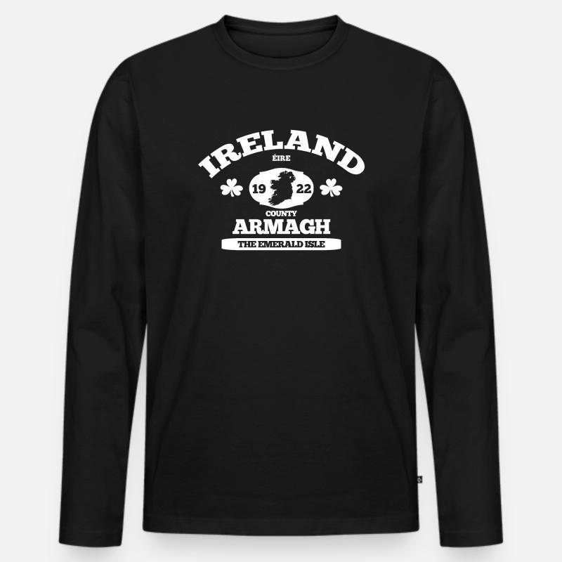 Armagh, Irland. Klassisches irisches Design - Männer Premium Bio Langarmshirt - Schwarz