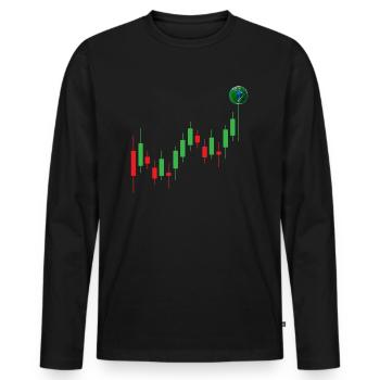 Trade Chart Planet | Bougie, photos amusantes - T-shirt manches longues Premium bio Homme - noir - Devant - Nico (187cm)