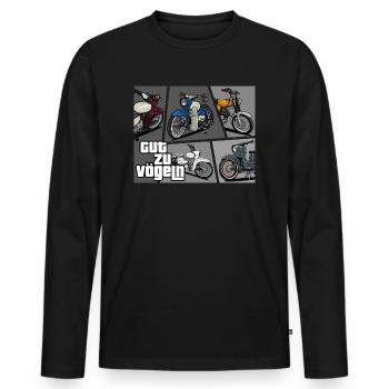 S51, Habicht, Sperber, KR51/1 // Gut zu Vögeln - Männer Premium Bio Langarmshirt - Schwarz - Vorne - Nico (187cm)