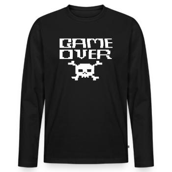 Game Over ASCII - T-shirt manches longues Premium bio Homme - noir - Devant - Nico (187cm)