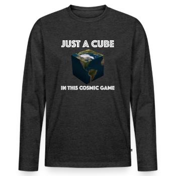 Just a dice in this cosmic game - Men's Premium Organic Long Sleeve Shirt - heather anthracite - Front - Nico (187cm)